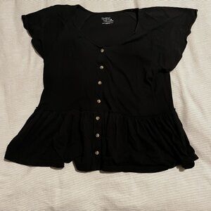 Time & Tru Black Peplum Top - Size M